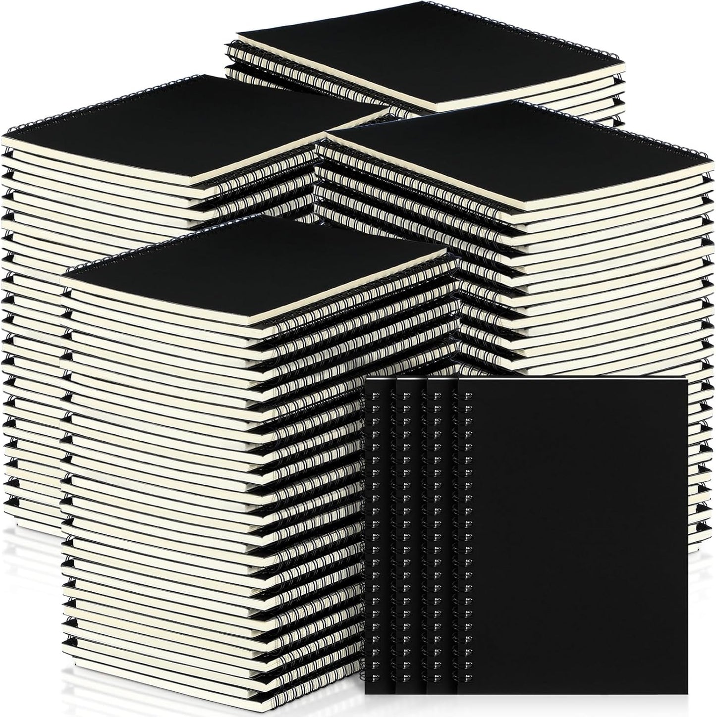 Yahenda Spiral Notebook Bulk A5 Journal Lined 8.3'' x 5.5'' Writing Composition Paper Small Notepad Subject Notebook for Students Office Business Back to School Supplies(Black,72 Pcs)