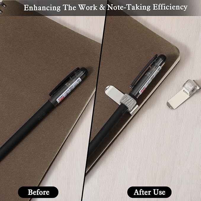 4 Pcs Metal Pen Holder, Adjustable Single Spring Loop Pen Holder Clip, Pens Holders for Notebook and Clipboard, Pens Clips Pencil Holders with Adjustable Spring Loops Organizer for Home Office Pocket