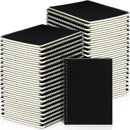 Yahenda Spiral Notebook Bulk A5 Journal Lined 8.3'' x 5.5'' Writing Composition Paper Small Notepad Subject Notebook for Students Office Business Back to School Supplies(Black,54 Pcs)