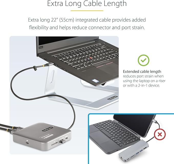 StarTech.com 7-in-1 USB C DisplayLink Dual Monitor Docking Station, Dual 4K 60Hz HDMI Dock for MacBook M1 M2 M3 M4 & Windows, USB 10Gbps Hub, Gigabit Ethernet, SD, 100W PD, 22in (56cm) Cable
