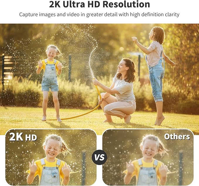 SEHMUA Solar Security Cameras Wireless Outdoor with 500-Lumen Super-Bright LEDs Spotlights, 2K 360° View Outdoor Camera Wireless, Color Night Vision, PIR Motion Detection,2-Way Audio