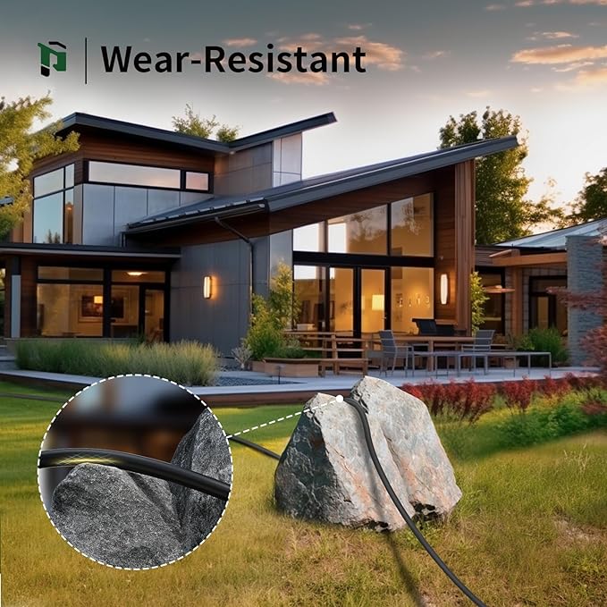 150 FT Outdoor Extension Cord Waterproof, 16/3 Black Heavy Duty 3 Prong Extension Cord, 10A 1250W SJTW, ETL Listed, Great for Garden and Home