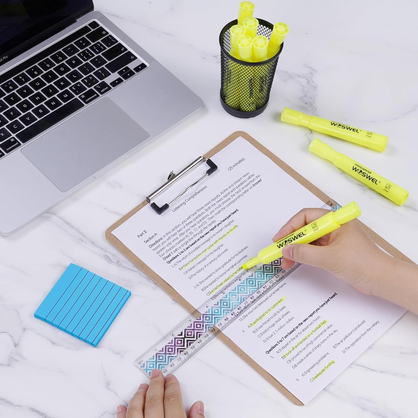 Highlighters Bulk, 108 Pack Tank Style Highlighters Set, Fluorescent Yellow, Chisel Tip Highlighter Markers Bulk for Kid and Adult Coloring, Highlighting as School Supplies