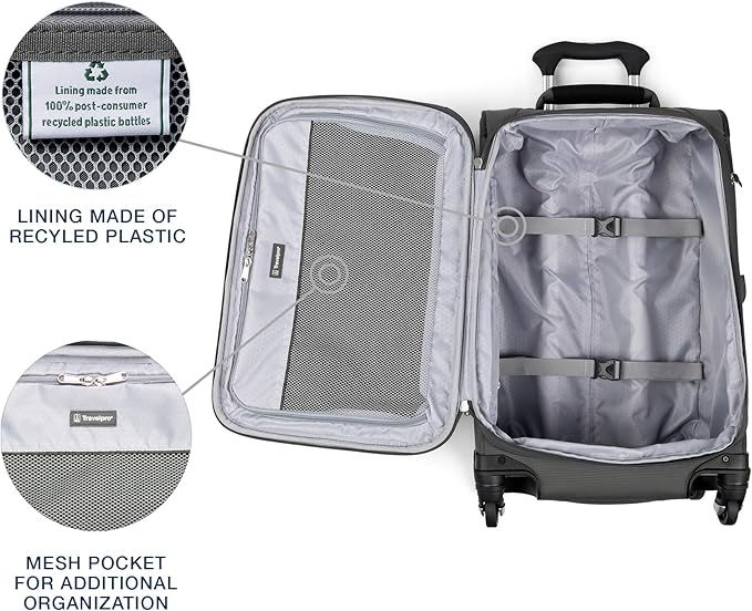 Travelpro Maxlite 5 Softside Expandable Carry on Luggage with 4 Spinner Wheels, Lightweight Suitcase, Men and Women, Shadow Grey, Carry On 21-Inch