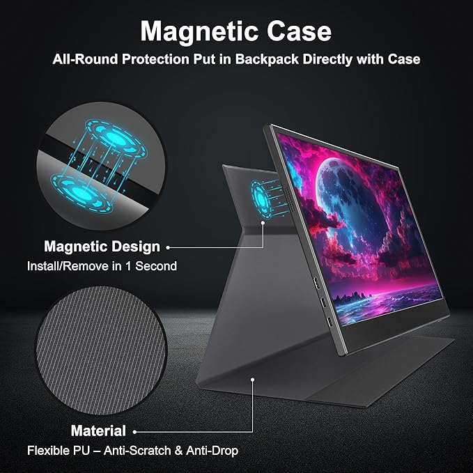 4K Portable Monitor 15.6" 3840×2160P（16:9） Screen 100sRGB IPS Display, with HDMI & USB-C Plug & Play, External Monitor for Laptops/MacBook/PCs/Phones/Xbox/Switch/ PS4/5/NVR