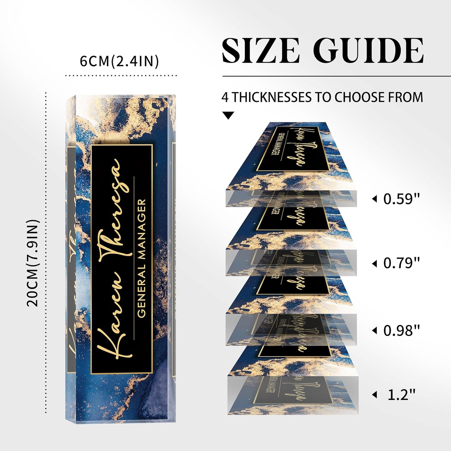 Custom Office Name Plate for Desk, Personalized Gifts for Men, Appreciation Gifts for Employee Coworkers Boss Teacher, Office Accessories (Blue Marble)