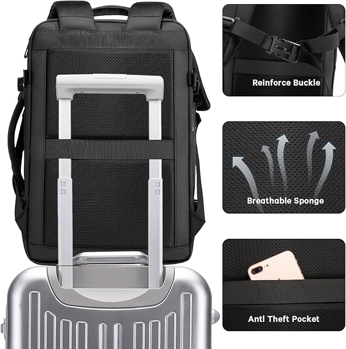 BANGE 35L Men's Expandable Laptop Backpack for 17.3Inch Laptop, Carry On Backpack Fits Under Seat Airline Approved, Personal Item Travel Bag for Men…