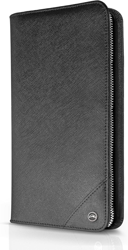 Family 4 Passport Holder - Travel Wallet RFID Blocking, Document Organizer, Essentials Plane Accessory Cover for Women Men (Black)