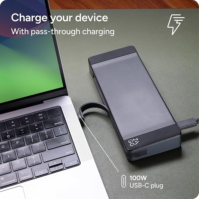 ZAGG 9-Port Hub – 2 USB-C, 2 HDMI (4K 60Hz), 1 USB-A (10Gbps), Ethernet, Audio Jack, SD & MicroSD Card Readers - Multi-Device Connectivity for iPadOS, ChromeOS, Android, Windows