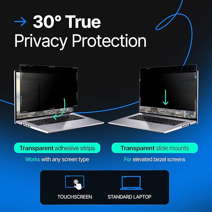 VINTEZ 15.6 Inch 16:9 Privacy Screen for Computer Monitor and Laptop - Anti Glare Protector Film Blue Light Filter Eye Protection - Computer Screen Privacy Shield, [1 Pack]