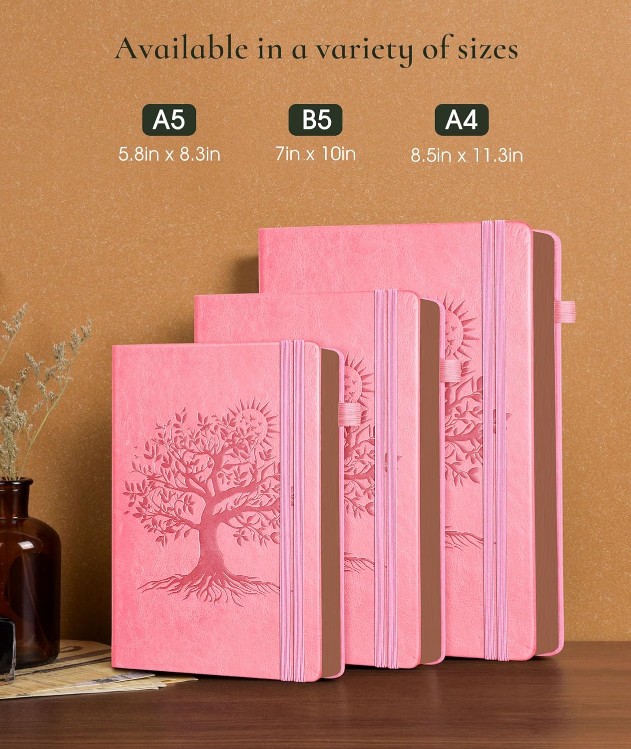 Vintage Leather Journal with 300 Numbered Pages,B5 Lined Journal for Men Women,Daily Journals for Writing,College Ruled Notebook for Work,School,Note taking,Travel Diary,Large (7" x 10")