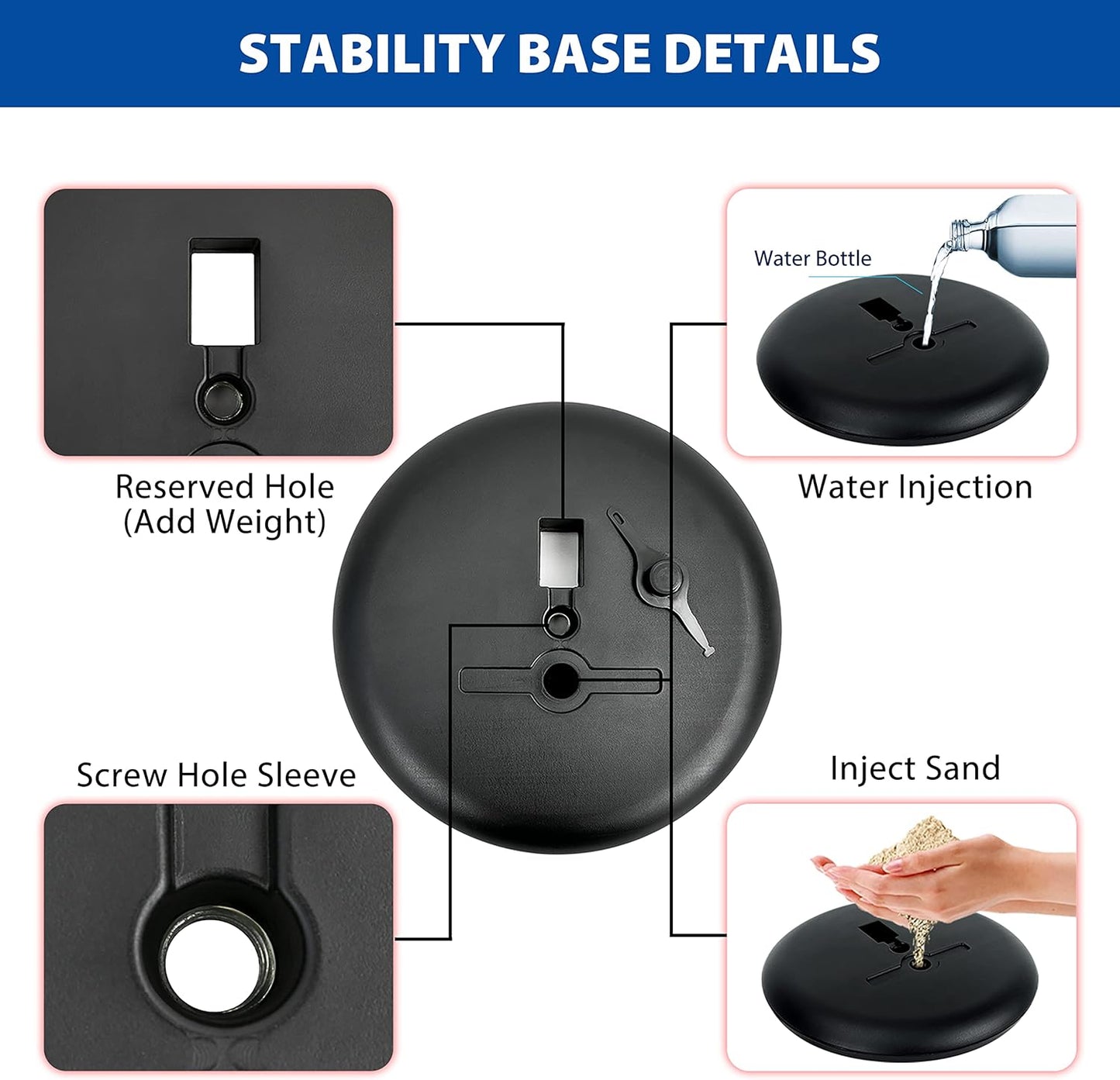 6-Packs Sign Holder Stand for Display 8.5x11 Inch - Adjustable Floor Standing Sign Holder - Pedestal Poster Stand with Vertical & Horizontal View, Indoor/Outdoor Business & Store Signage(Black)