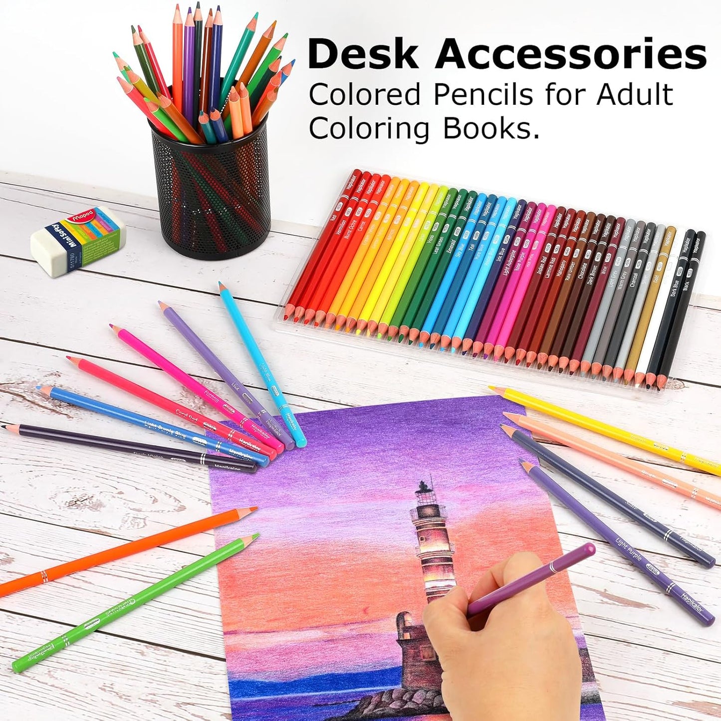 72 Colored Pencils for Adult Coloring Books, Professional Coloring Pencils Set, Art Supplies for Drawing, Sketching, Gifts for Teens