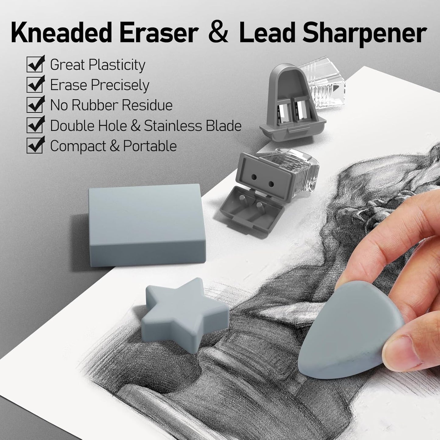 Four Candies 3PCS 2MM Mechanical Pencils with case, Artist Led Pencil Metal Lead Holder with 120 Graphite Lead Refills(HB 2H 2B 4B Color), 4 Erasers, Sharpener, Drafting Pencil for Drawing, Sketching