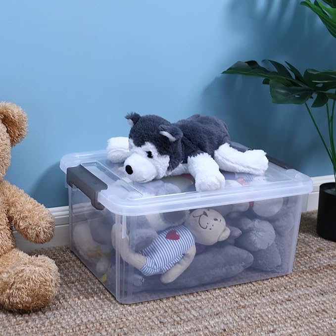 Citylife 6 Packs 17 QT Plastic Storage Bins with Lids Large Stackable Storage Containers for Organizing Clear Storage Box for Garage, Closet, Kitchen