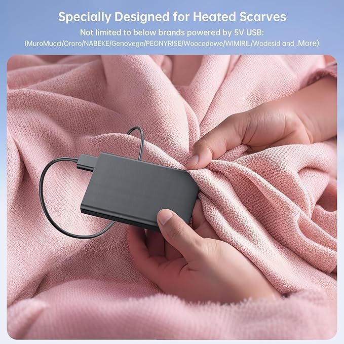 2PCS Heated Socks/Scarf Battery Pack 5000mAh– USB-C & USB-A 2 Outputs Small 5V 2A Power Bank for Electric Heating Scarves (MuroMucci/NABEKE/Genovega) Socks (Crbsuk, VICEPLUS, AQveriG, WASOTO)/Vests