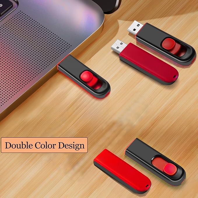 64GB USB Flash Drive, USB 2.0 Memory Stick Thumb Drive Pen Drives Jump Drive for Data Storage Black/Red