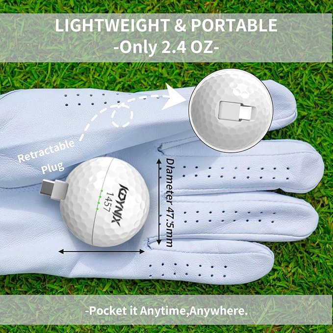 2000mAh Creative Golf Ball Power Bank, Emergency Mini Power Portable Charger USB-C, Compatible with iPhone15,16，17，15 Plus,15 Pro Max, Gift for Golf Lover Men Women (White Golf Power Bank)