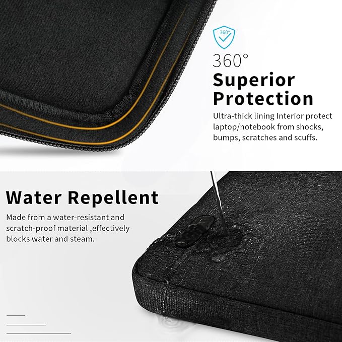 Laptop Sleeve Case 13.3-14 Inch Waterproof Durable Business Computer Carrying Bag Compatible with MacBook Air/Pro HP/ThinkPad Notebook Protective Tablet Handle Laptop Bag Black