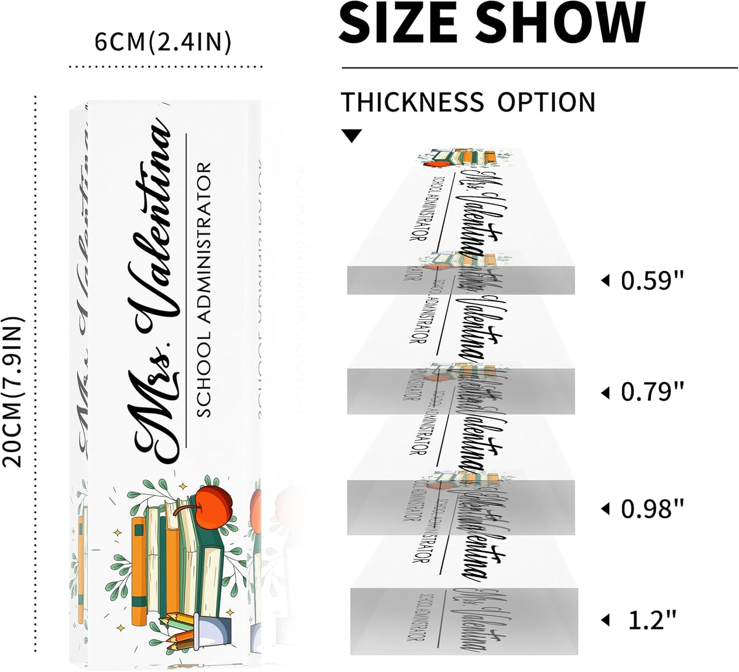 Teacher Name Plates for Desk, Desk Name Plate Personalized, Gifts for Teacher Boss Employee Appreciation Office Desk Decor (Book Apple)