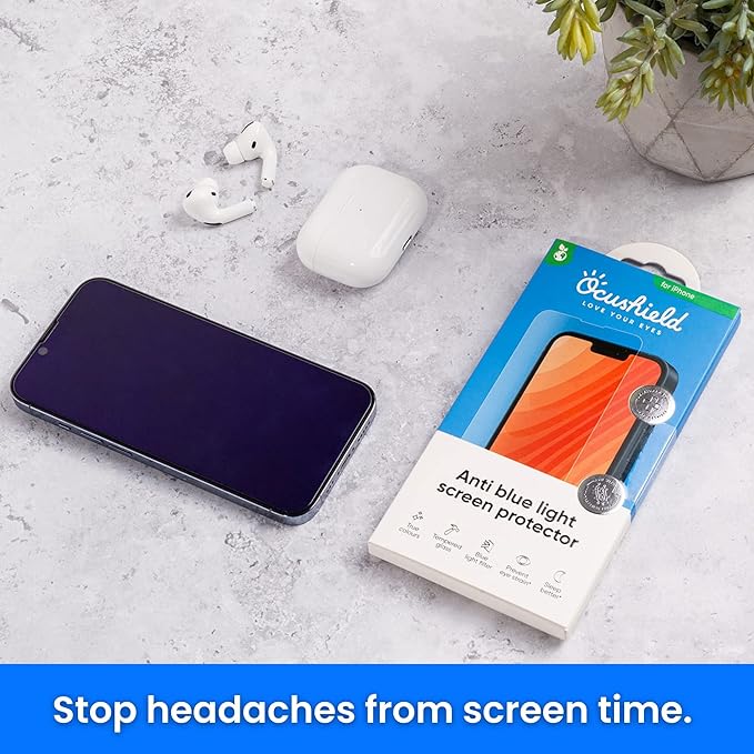 Ocushield Anti Blue Light Tempered Glass Screen Protector for iPhone 7 Plus | iPhone 8 Plus - Protect Your Eyes, Reduce Migraines & Improve Sleep