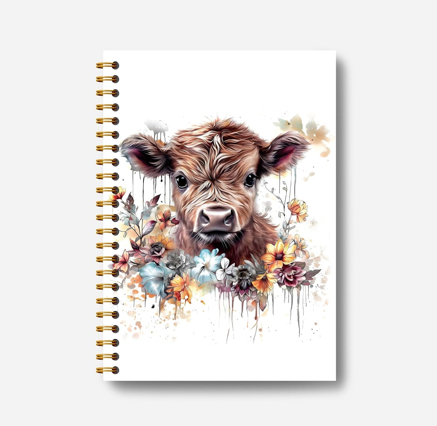 Highland Cow Notebook Journal - Highland Cow Gifts, Floral Spiral Journal Notebook 5.5×8.3, Cow Gifts for Cow Lovers, Cow Gifts for Women, 164 Pages