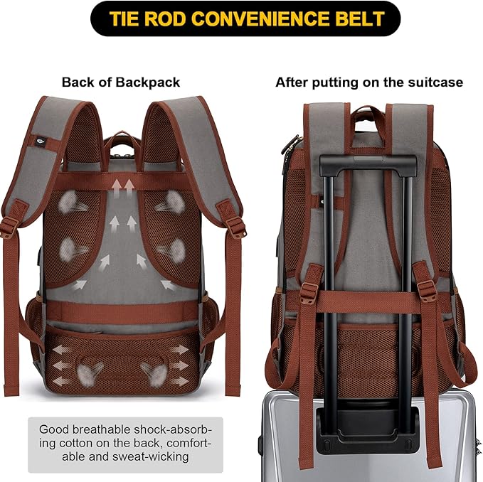 Tzowla Canvas Laptop Backpack, Bag for Men Women,Travel Work Rucksack Fits 15.6 Inch Laptop, Bookbag with USB Charging Port