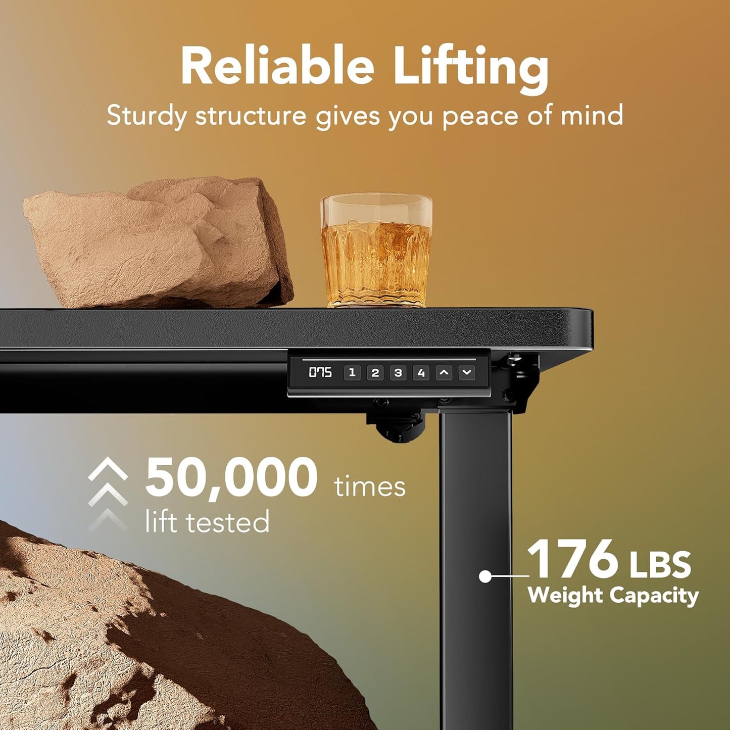 HUANUO 63 x 28 inch Electric Standing Desk Adjustable Height, 4 Memory Height Settings, Sit Stand Up Desk for Home Office & Computer Workstation, Black