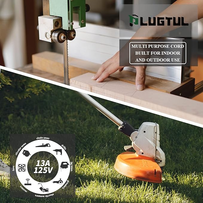 PLUGTUL Outdoor Extension Cord 50 FT Waterproof, 16/3 Gauge Black Heavy Duty 3 Prong Extension Cord, 13A 1625W SJTW, ETL Listed, Great for Garden and Home