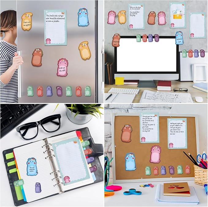 Dinosaur Sticky Notes Set, 360 Sheets Cute Cartoon Animal Dinosaur Self-Stick Notes Pads Dinosaur Themed Memo Pads Dinosaur Shaped Page Markers Index Tabs for Students Office School Supplies