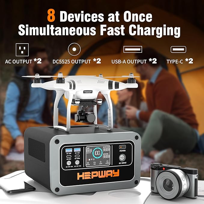 H30 Portable Power Station,300W LiFePO4 Battery,288Wh Solar Generator,2 AC 120V Outlets,PD 100W USB-C Output, 90000mah Power Bank for Hurricane Emergency Outdoor Camping RVs Home Use (Gray)