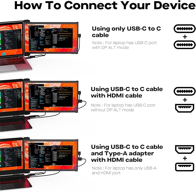 New Mobile Pixels Duex Plus DS Laptop Screen Extender, 13.3" FHD 1080P IPS Portable Monitor, Auto Rotation USB Type-C/HDMI Plug and Play Laptop Monitor, Windows/Mac/Android/Switch Compatible