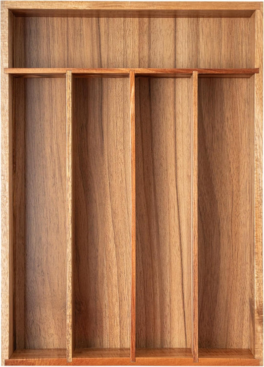 Silverware Organizer Acacia Kitchen Drawer Organizer Utensil Organizer Silverware Holder Cutlery Organizer in drawer Flatware Organizer Tray (Acacia 5 Slots)