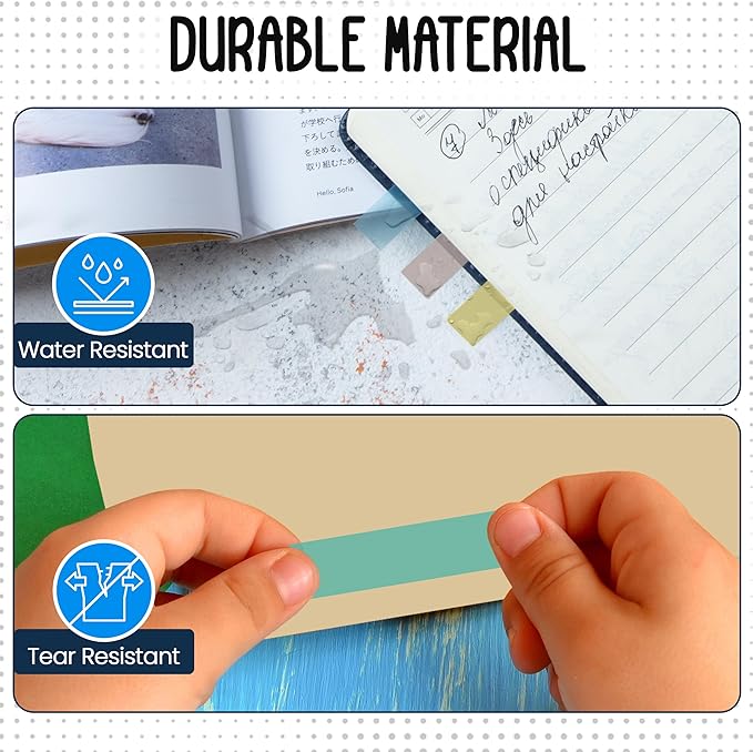 Essex Wares - 300 Pieces - Transparent Sticky Notes Tabs with Case - 5 Boho Colors - 3 Cases - 1.8" x 0.4" - 60 Pieces Each Color - Pop Up Index Tabs - Book Flags for Annotating - Book Sticky Tabs