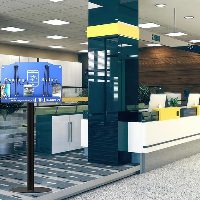 Floor Stand Cell Phone Charging Station for Multiple Device | 8 Charging Ports Charger Station | Compatible with Smartphone Tablets | Applicated for Library, School, Hotel, Shopping Malls, Airport