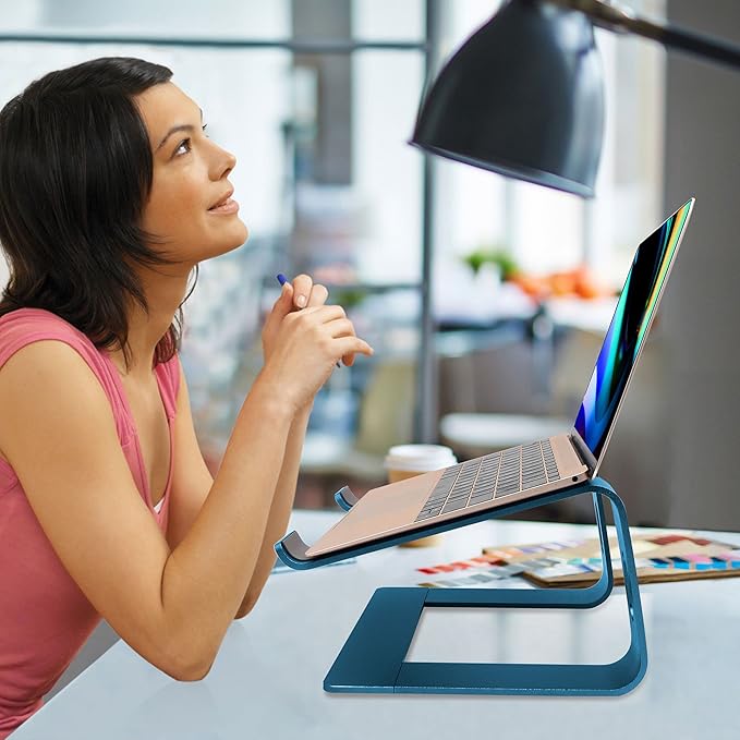 Laptop Stand,Ergonomic Aluminum Laptop Mount,Detachable Laptop Riser,Notebook Holder Compatible with MacBook Pro/Air HP Lenovo Samsung,Dell,All 10-17.3" Laptops (Deep Sea Blue)