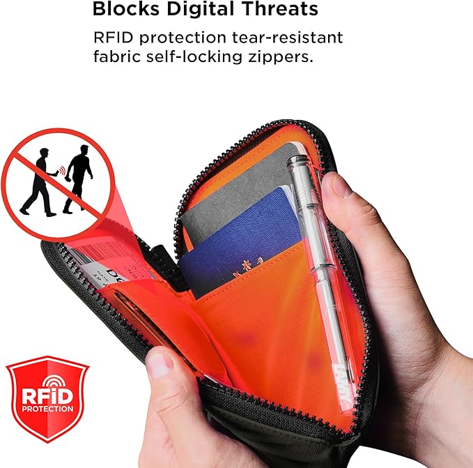 ALPAKA Zip Travel Wallet - Store Your Travel Accessories Efficiently - 3 Internal Pockets For Your Passport and More - 2 Card Slots - Made From Recycled and RFID-Protective Material