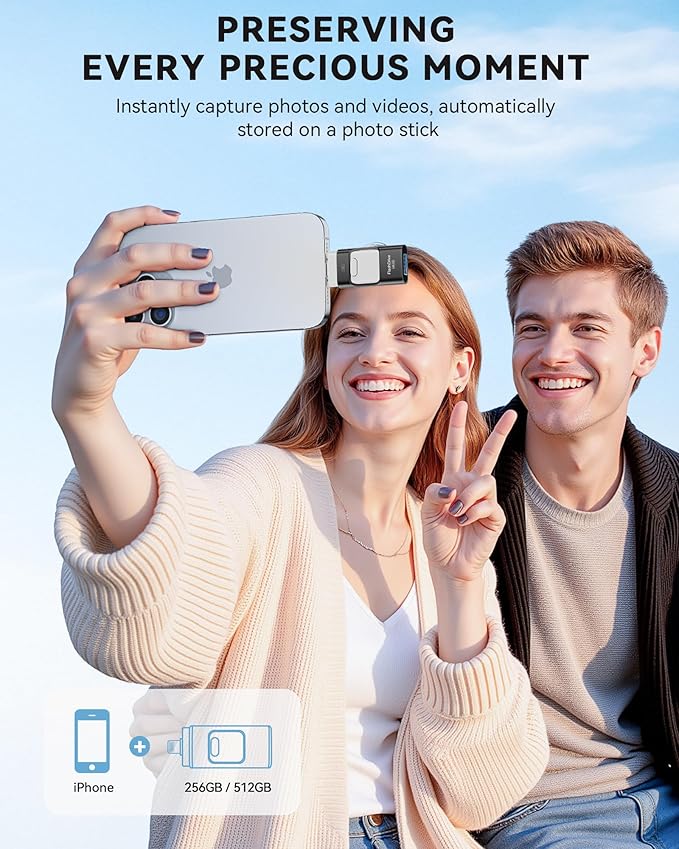 MFi Certified 512GB iPhone Flash Drive, Photo Stick Memory Stick for iPhone iPad, USB Thumb Drive for Photos Videos Transfer & Backup, External Storage Compatible for iPhone/Android/PC/Mac (Black)