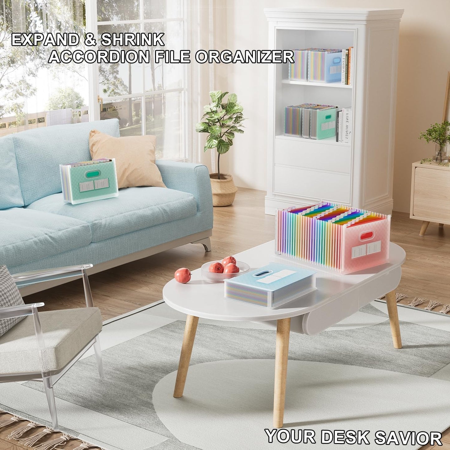 ThinkTex 26 Pockets Expanding File Folder, Upright & Open Top, A-Z Colorful Tabs, Larger Capacity Accordian Folder, Letter/A4 Size for School, Home and Office