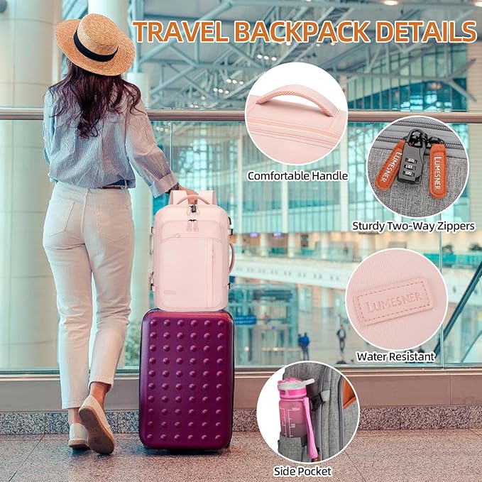 Travel Laptop Backpack,42L Carry on Luggage, Flight Approved Expandable Backpack,Business Anti Theft Weekender Bags for Women Men, Water Resistant Expandable Backpacks With 4 Packing Cubes