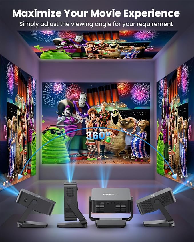 [Netflix-Officially-Licensed] FUDONI 4K Smart Projector with WiFi 6 & Bluetooth, Auto Keystone/Electric Focus, Zoom Correction, HDMI/USB/iOS/Android Compatible, Portable Proyector for Home & Outdoor