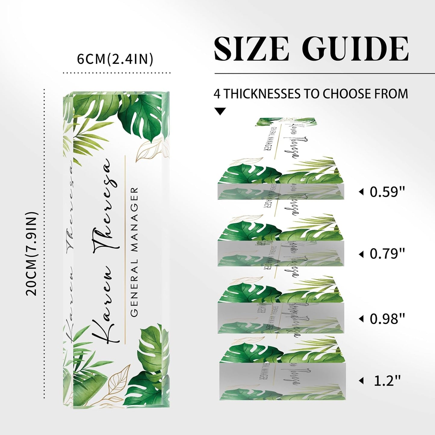 Custom Office Name Plate, Personalized Gifts for Women & Men, Appreciation Gifts for Employees, Office Desk Accessories (Green Plants)