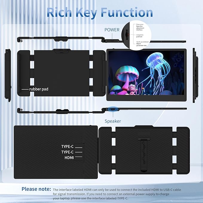 New Upgraded Laptop Screen Extender Portable Monitor,1080P FHD IPS Screen,Monitor Extender for Laptop,Fit for 13-17" Laptops, Plug & Play Compatiable with Wins/Mac/Android/Switch (Dual 14")