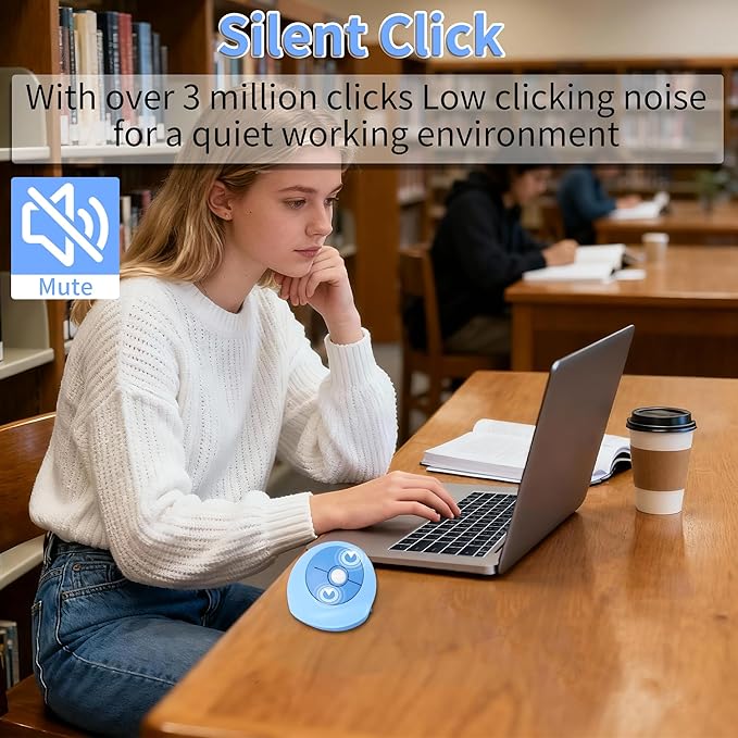 Wireless Mouse Ergonomic Vertical Mouse with Bluetooth & 2.4GHz USB Receiver 3 Buttons Rechargeable Silent Portable Optical USB Cordless Mice for Laptop PC Desktop Tablet Kids Adults Gifts (Blue)