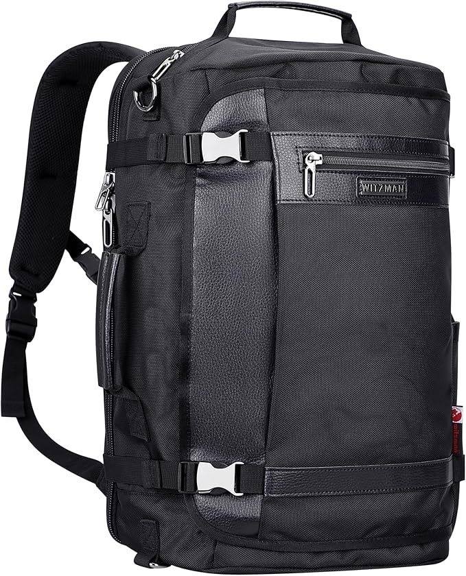 WITZMAN Travel Backpack for Men Women Laptop Backpack with USB Charging Port Carry-on Luggage Flight Approved(B686 Black)