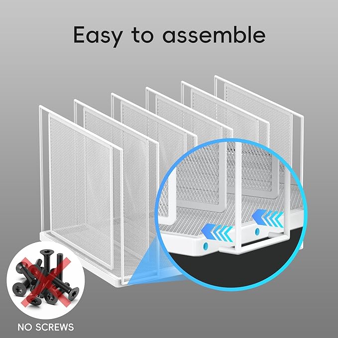 File Organizer for Desk, 5-Section Vertical File Sorter, Paper Holder Organizer Standing Metal File Folder for Office Home Classroom, White