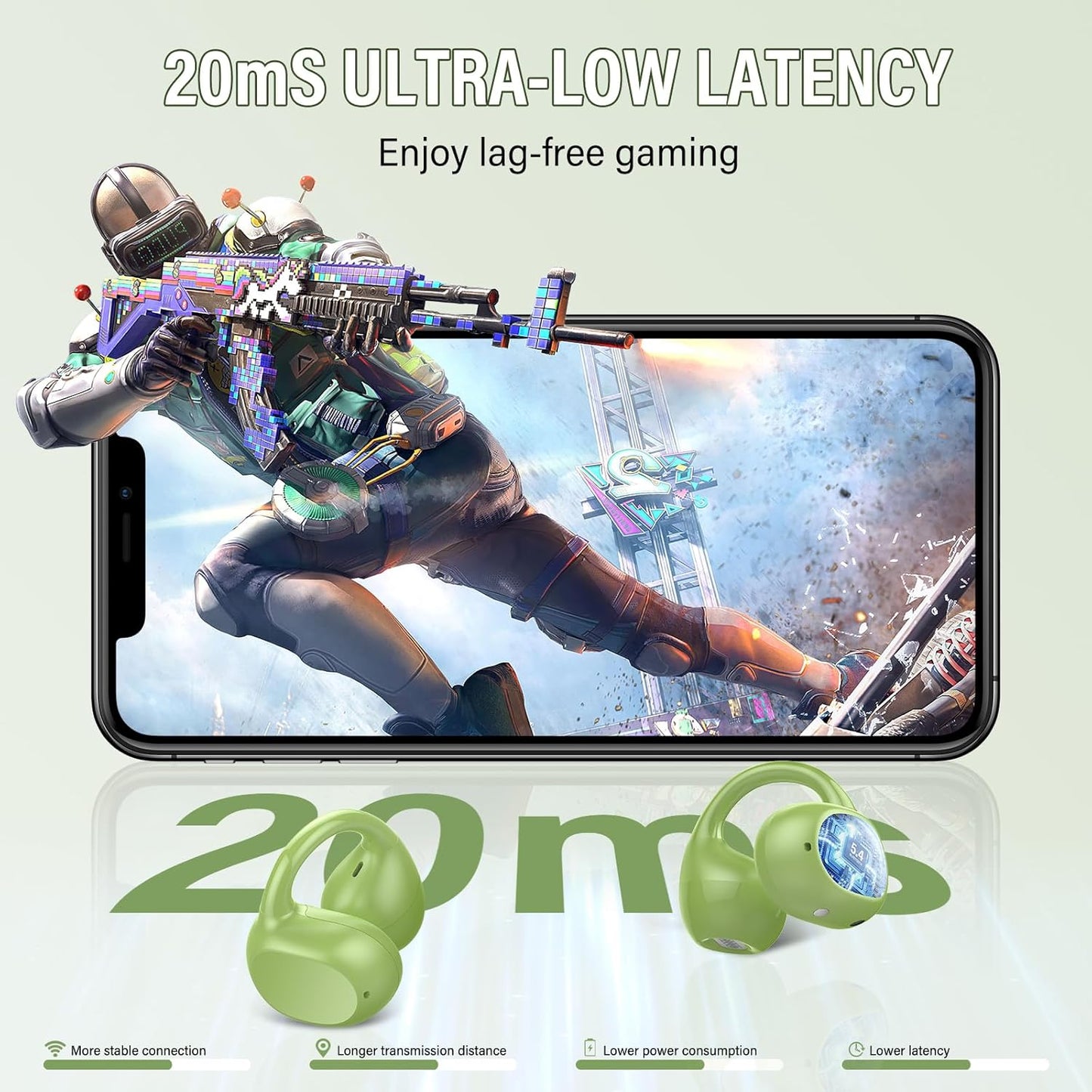 Open Ear Earbuds,Wireless Earbuds Bluetooth 5.4 Ergonomic Clip-On Ear buds, Bone Conduction Over The Ear Headphones 48H Playtime, Perfect Running Headphones for Sports IPX7 Waterproof Touch Controls