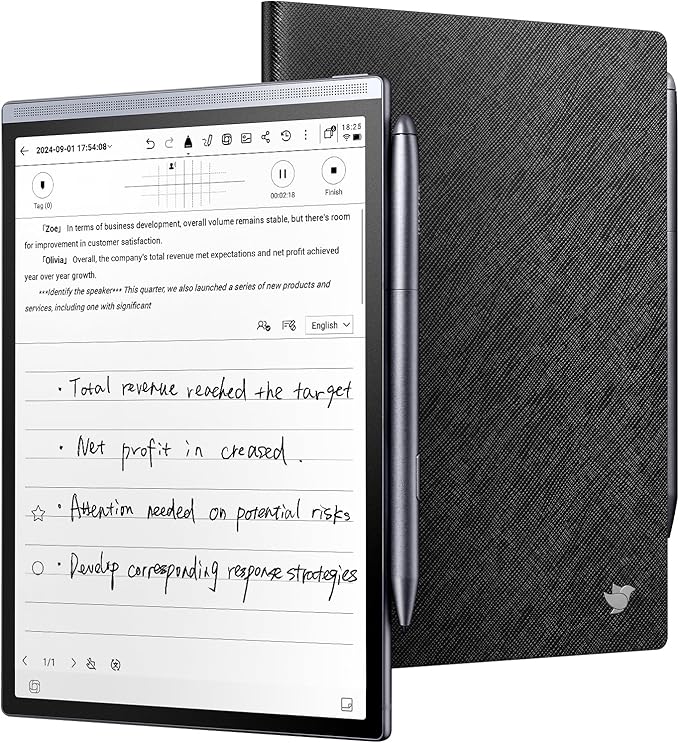 iFLYTEK AINOTE Air 2 Bundle - Black Folio Case, 8.2-inch AI Note-Taking Tablet Writing Paper Tablets, Digital Notebook with Pen, Voice-to-Text Transcription, Multi-Languages Chatgpt Support
