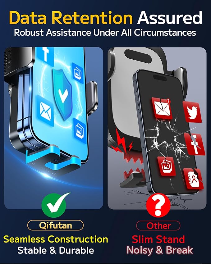 Qifutan Dash Mounted Holders Phone Holders for Your Car Phone Mount for Car Windshield Dashboard Air Vent Universal Desk Mounts Hands Free Automobile Cell Phone Holder Fit for iPhone Smartphone