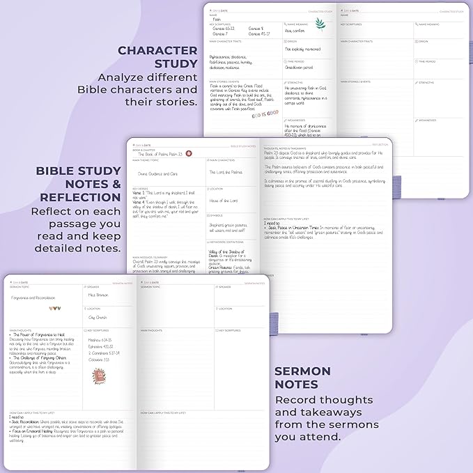 Clever Fox Bible Study Journal Large – Church Notes Notebook – Note Taking & Journaling Kit – Faith Based Religious Accessories, 7x10” (Lavender)